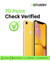 Refurby 70-point verification process for refurbished phones, ensuring every device is professionally tested and quality checked before sale.