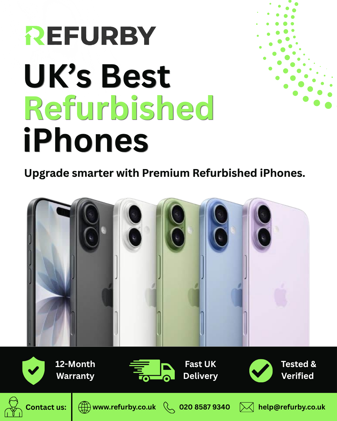 Best Refurbished iPhones UK from Refurby – Premium Apple devices with 12-month warranty and fast UK delivery